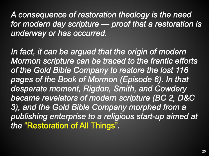 A consequence of restoration theology